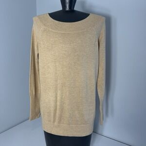 Ann Taylor Loft Sweater Womens Size M Tan‎ Boatneck Lightweight Soft Luxury